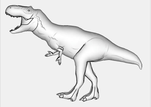 3D White Dinosaur